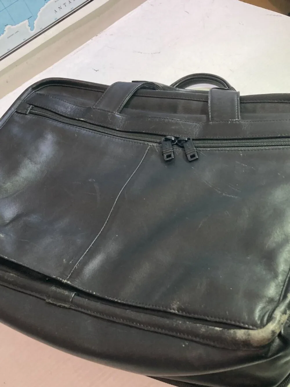 Tumi 96141DH Black Expandable Leather Organizer Computer Laptop  Briefcase 15x12
